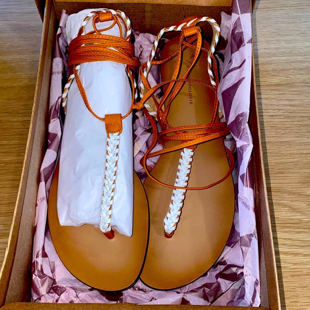 Anthropologie Tie Up Thong Sandals in Cedar/EU Size 41